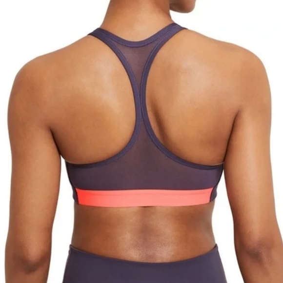 Nike Purple Swoosh Logo Mesh Medium Support Racerback Sports Bra - Picture 2 of 7